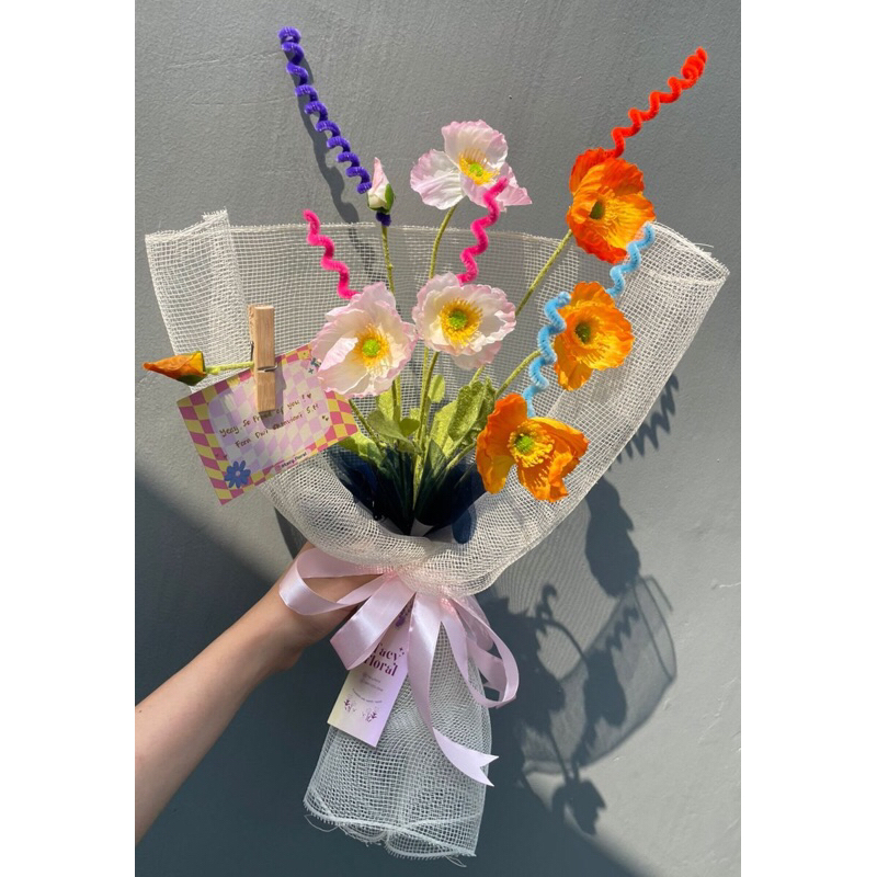 poppy bouquet | bouquet bunga artificial | bouquet bunga | bouquet bunga wisuda | bouquet bunga vale