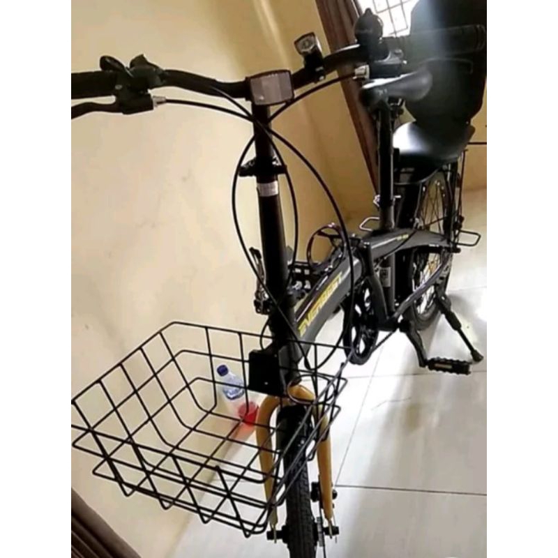 Keranjang sepeda lipat front blok keranjang besi sepeda lipat front blok