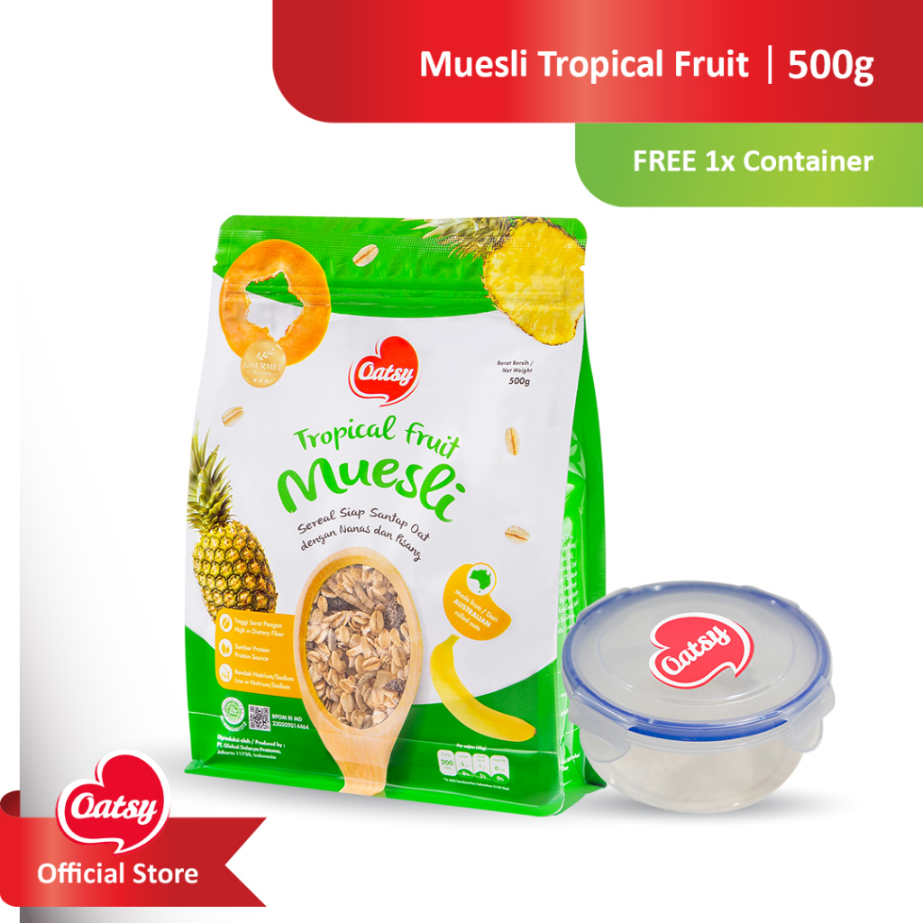 

Oatsy Muesli Tropical Fruit 500g + Free Container