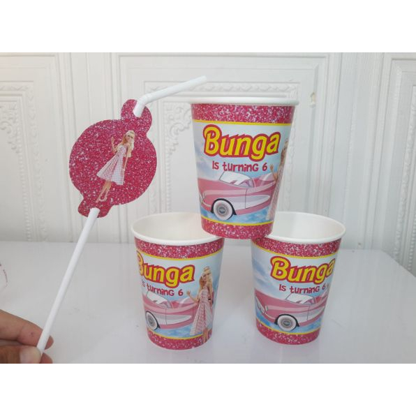gelas kertas barbie / gelas kertas custom barbie / paper cup barbie / paper cup custom barbie