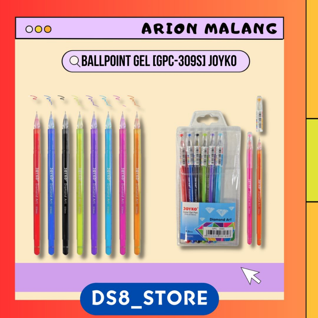 

Bolpen / Pen Gel Warna Diamond Art GPC-309S isi 8 pcs JOYKO