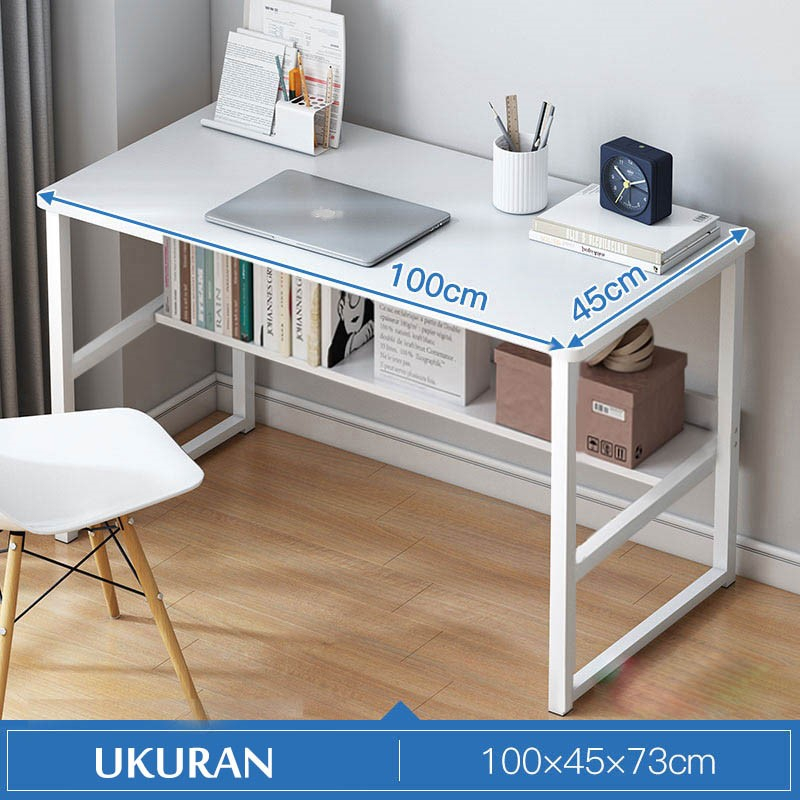SAKULA Meja Belajar 120cm Meja kantor Meja komputer Meja Kamar Tidur Sederhana Dengan Rak Buku Table Computer Table Meja rias Meja Kerja-A150-100CM👍👍