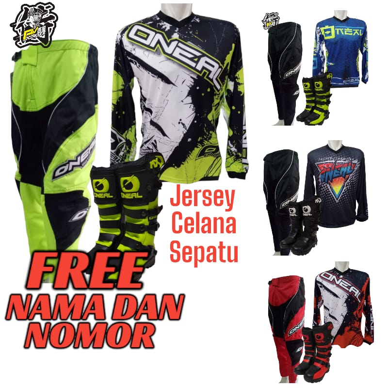 JERSEY SETELAN jerset CROSS TRAIL PERLENGKAPAN Celana Sepatu Cross Trail Premium (FREE SABLON NAMA)