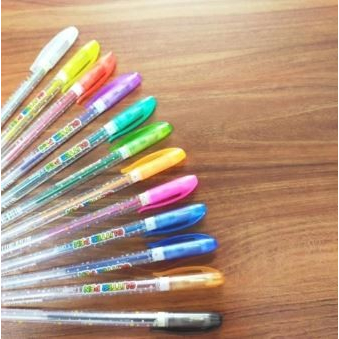 

RSHOP 1PCS PEN GEL GLITTER PENA WARNA WARNI PULPEN GEL 1.0mm