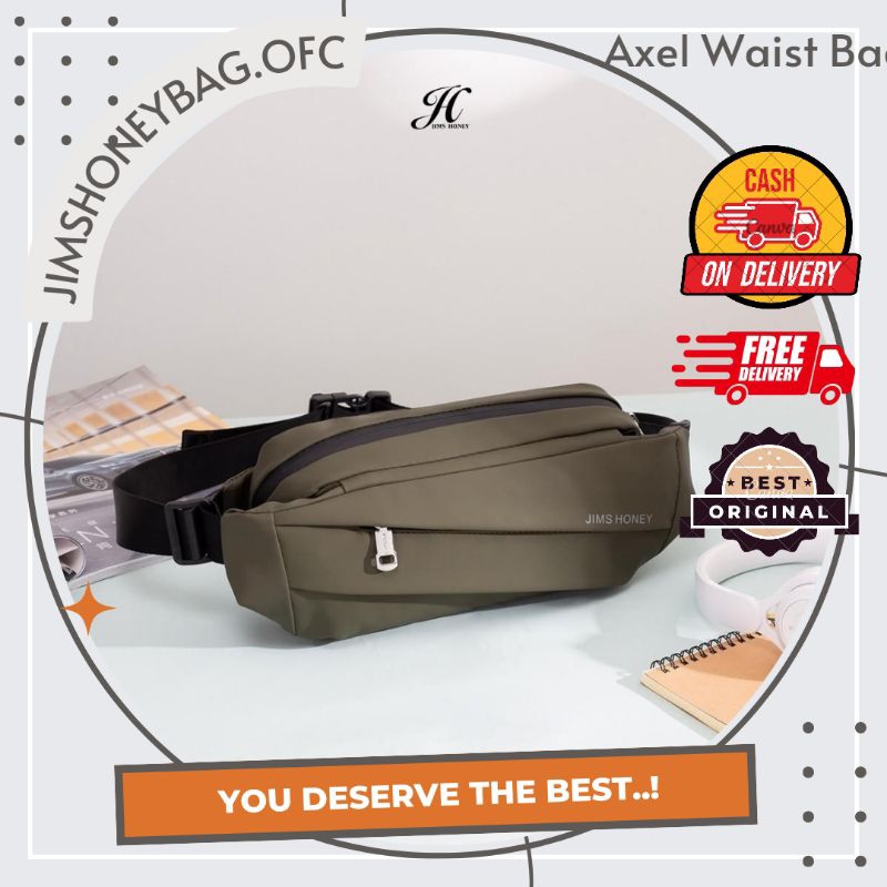 TAS SELEMPANG DADA PRIA WANITA POLOS IMPORT MURAH AXEL WAIST BAG JIMS HONEY