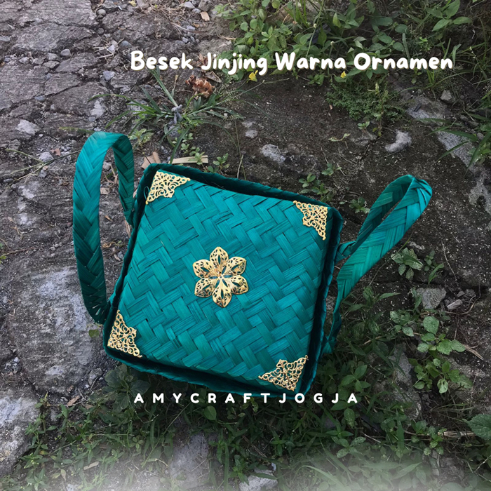 BESEK BAMBU JINJING WARNA ORNAMEN HIAS EMAS | Besek Bambu Unik | Besek Bambu Makanan