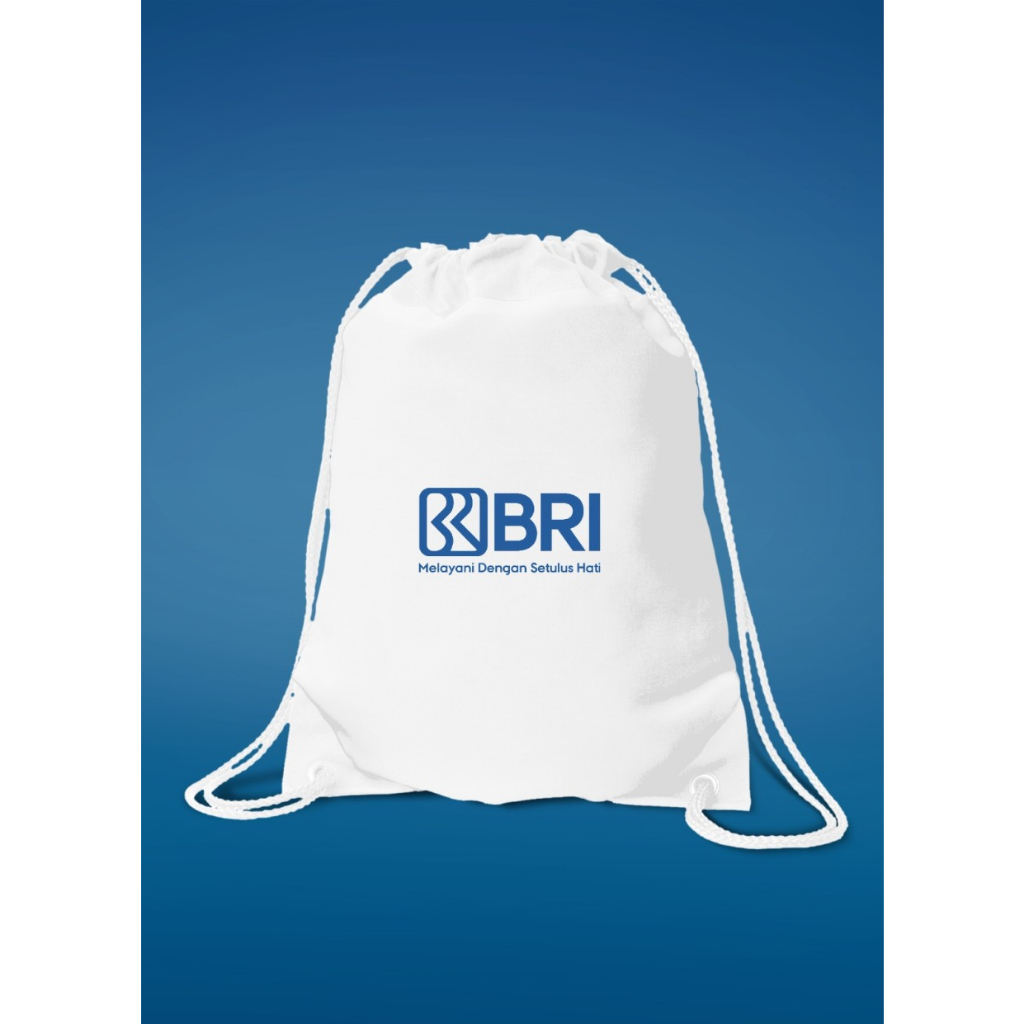 Tas Serut Baby Canvas Putih Custom Logo BANK BRI / Goodie Bag Custom