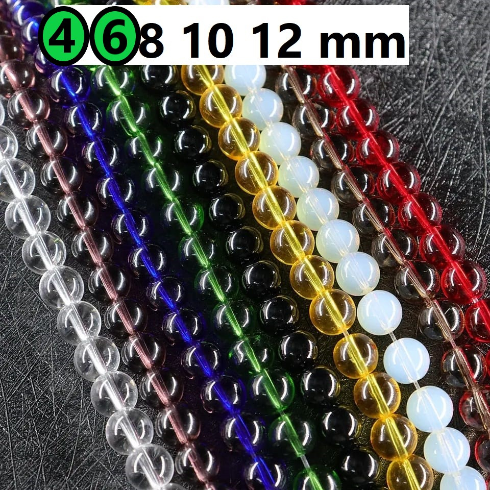Manik-Manik Kaca Bulat Bening Warna  Ukuran  4-6mm Harga/1String