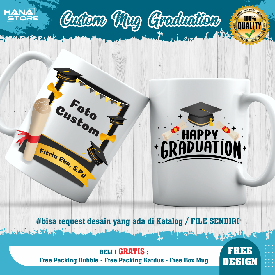 Mug Custom Tema Wisuda / Kado Wisuda / Hadiah Wisuda / Kado Hadiah Mug Graduation  / Souvenir Untuk 