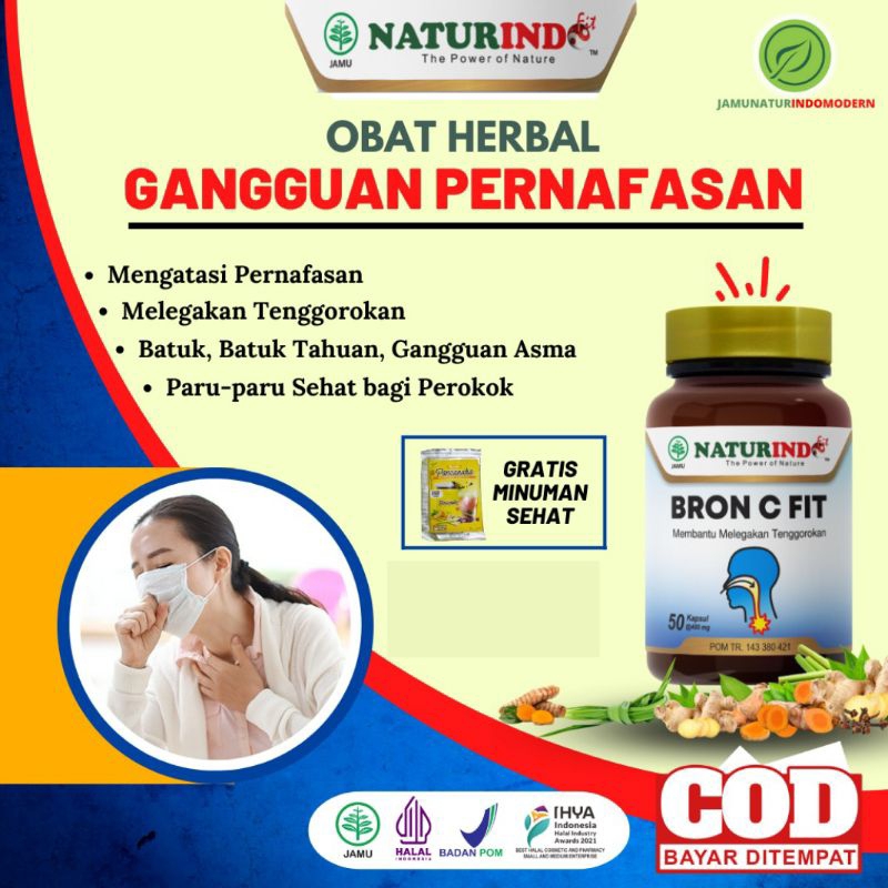 Jamu Herbal Bron C Fit Obat Herbal Sesak Nafas Batuk Kering Berdahak Herbal Batuk Berlendir Alergi D