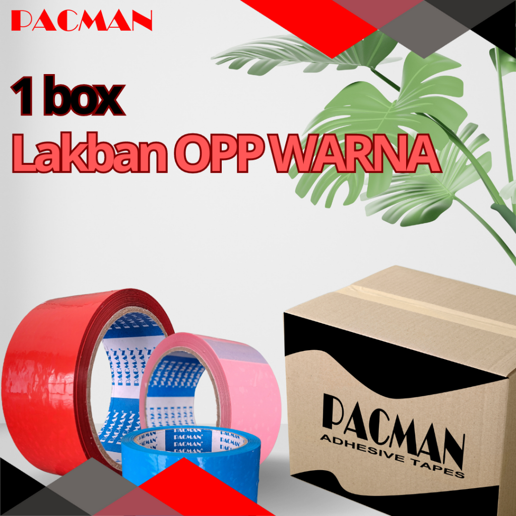 

1 Box Lakban warna warni OPP lakban plastik 2 inchi Pacman Tape Original Adhesive tape pita perekat lakban isolasi solatip terbaik