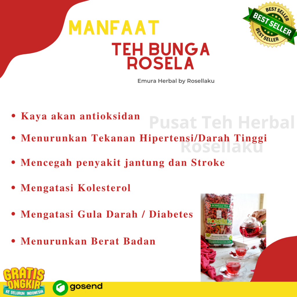 BUNGA ROSELA FLAKES MERAH 1 Kg/ Rosella flakes / Rosella serpih /Obat Kolestrol Herbal/Obat Diet Her