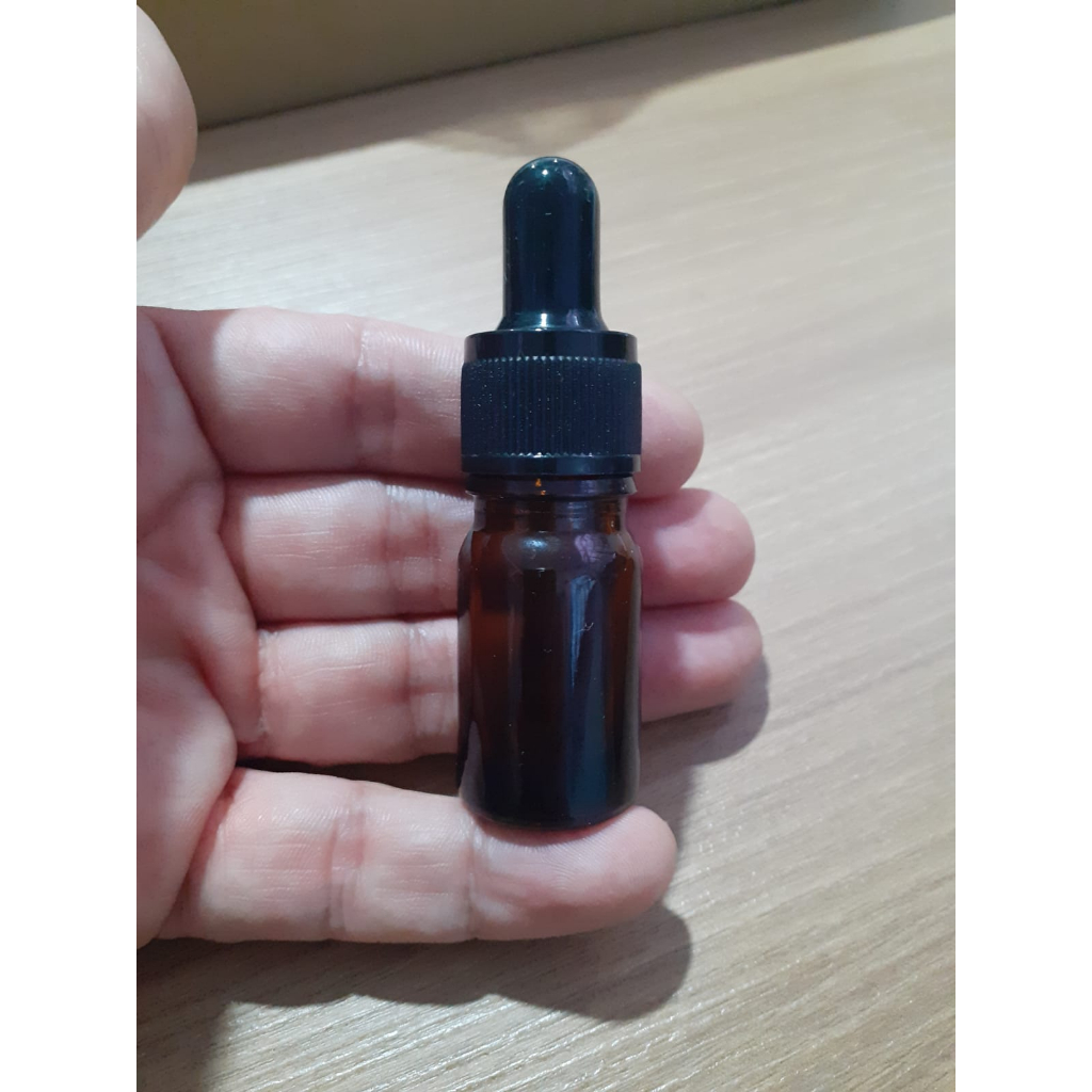 Botol Pipet Kaca Amber Tebal 5ml Tutup Hitam NS