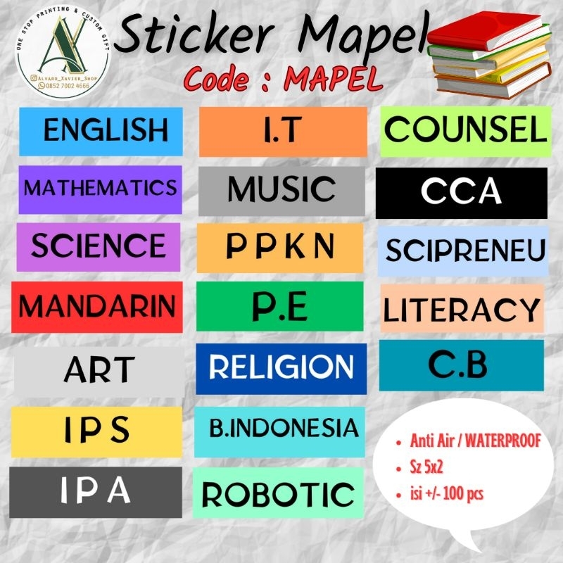 

custom sticker mata pelajaran