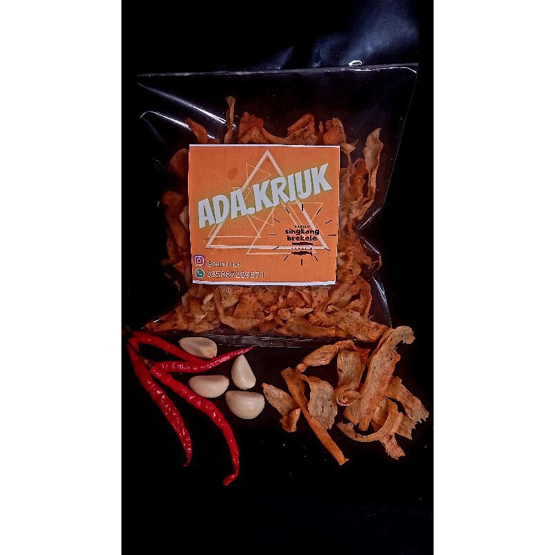 

keripik singkong brekele bumbu pedas rempah,daun jeruk, 1/2kg.