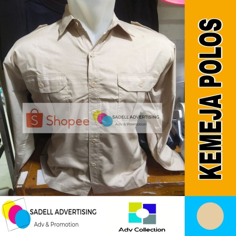 Kemeja Polos Krem Seragam Polos Krem PDH Lengan Panjang Pria