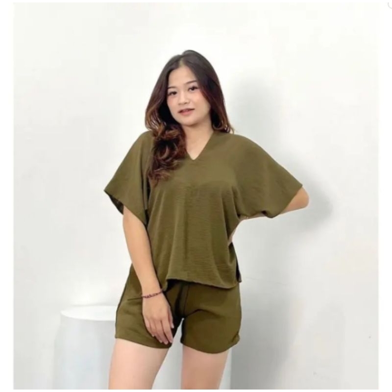 One Set Nina Long Square Hotpants Crinkle AirFlow Premium