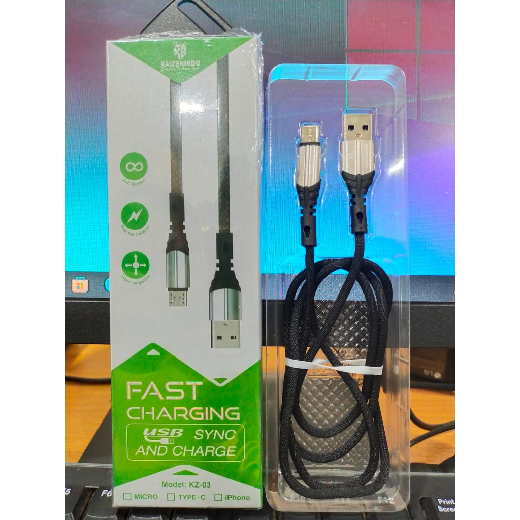 Kabel Data Kaizenindo KZ-03 3.1A Micro dan Type C Kabel Data Kaizen Quick Charge 3.1A