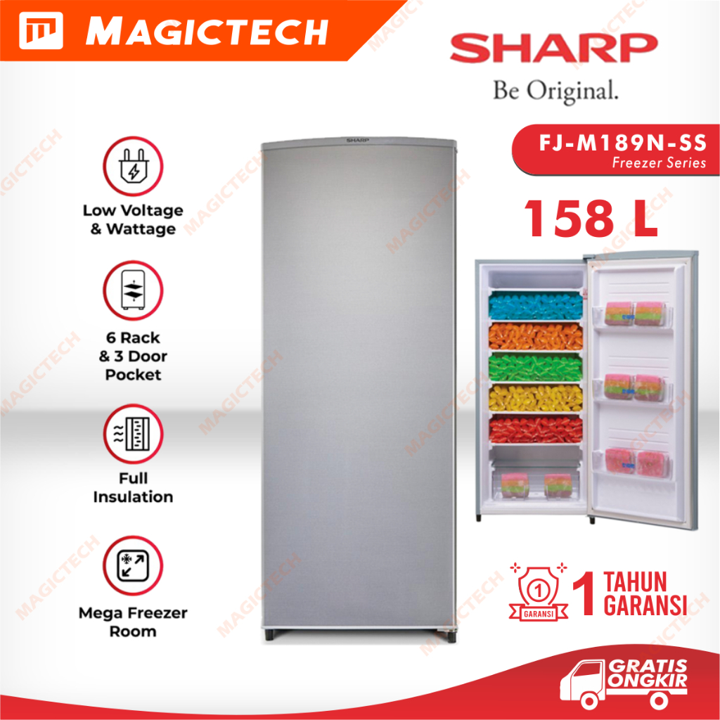 KULKAS FREEZER 1 PINTU SHARP FJ-M189N 6 RAK 158L