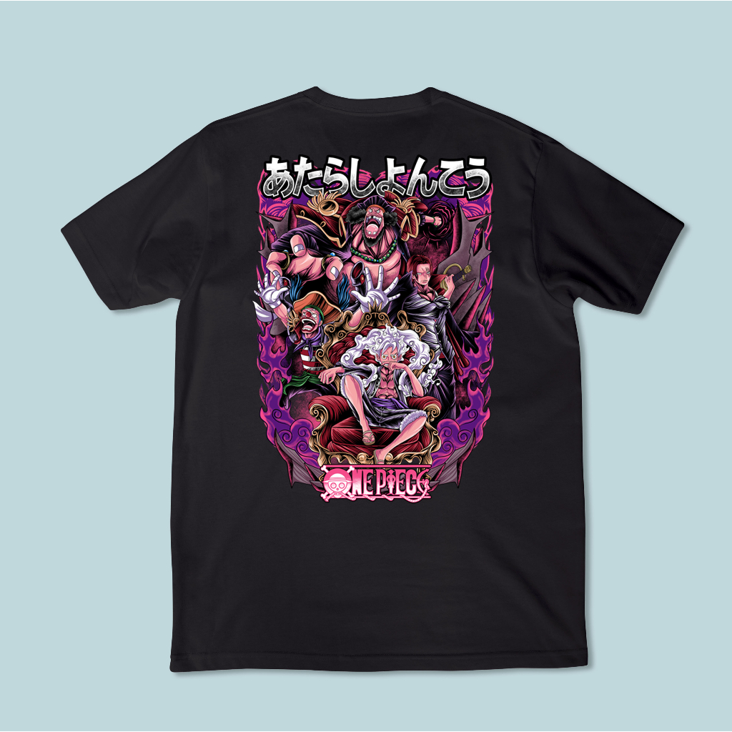 Dpinos Kaos Anime,Distro,printing New yonkou luffy black beard shanks buggy new era nakama amine man