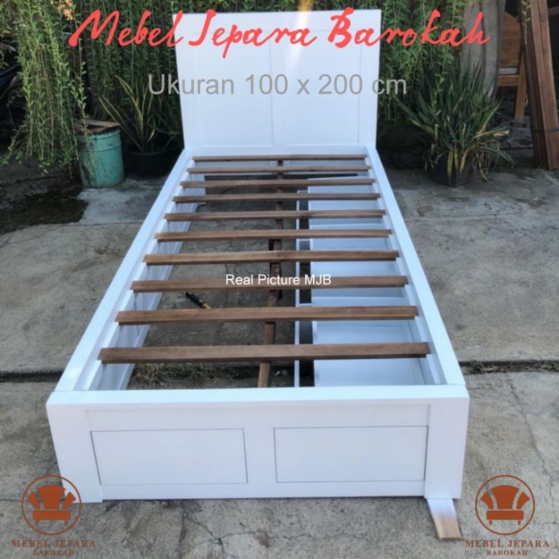 Dipan Ranjang Kayu Jati Rangka Tempat Tidur Minimalis 100 x 200 cm