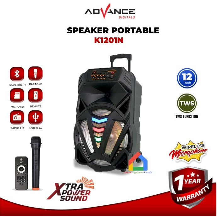 Speaker Portable Advance K1201 + MIC WIRELESS / Advance Speaker Portable