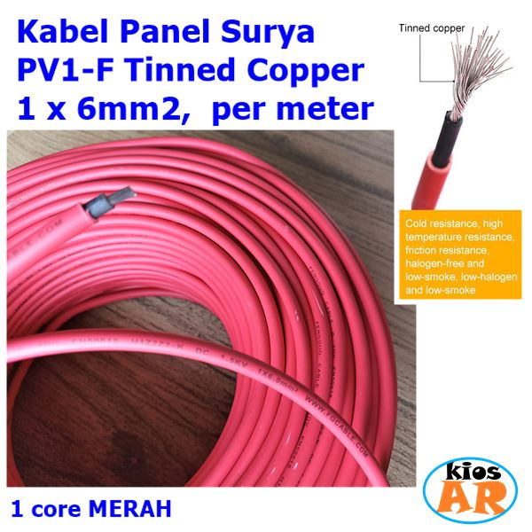 Kabel Panel Surya PV1-F 1X6mm SingleCore MERAH Tinned Copper Serabut