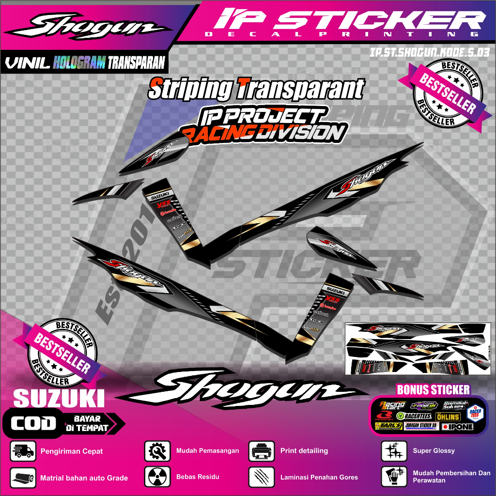 (cod) STIKER SRTIPING SHOGUN STIKER SRTIPING MOTOR SUZUKI SHOGUN KEREN STIKER LIST STIKER MOTOR DESA
