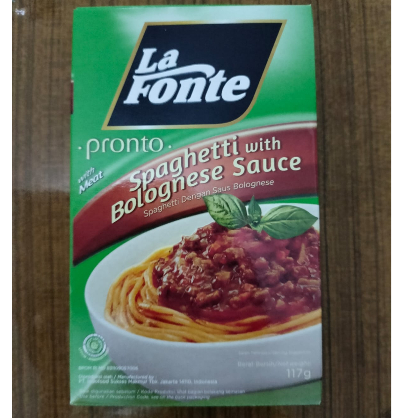 

LA FONTE PRONTO SPAGHETTI WITH BOLOGNESE SAUCE WITH MEAT 117 GRAM / LA FONTE PRONTO MACARONI WITH CHEESE FLAVOUR 63 GRAM