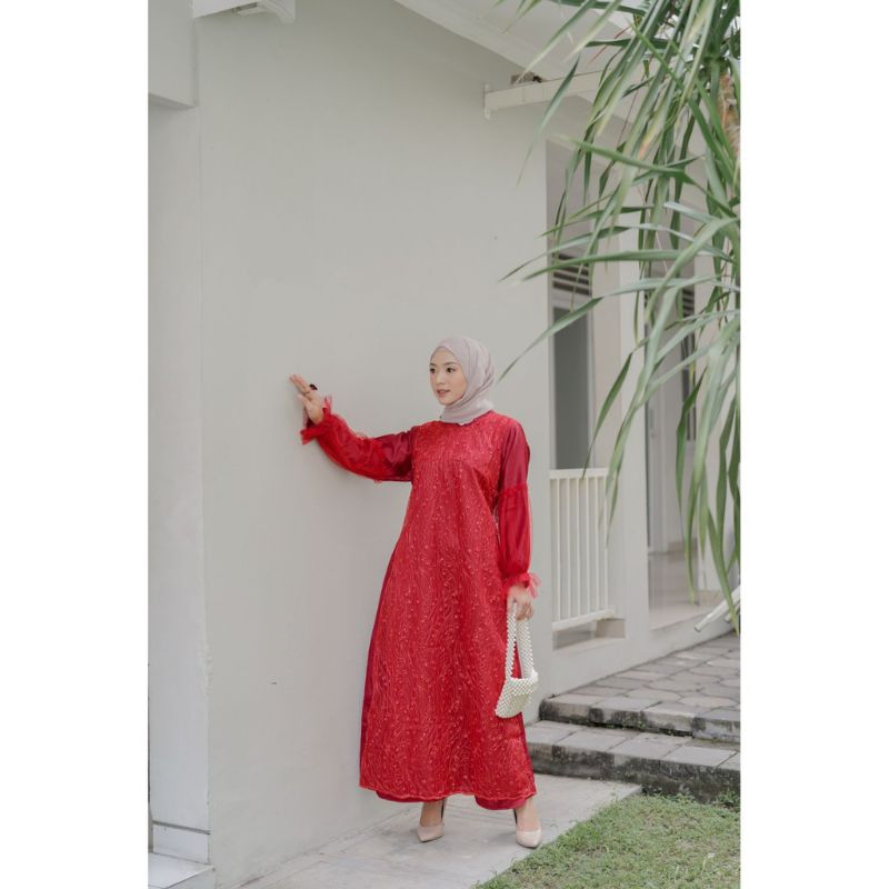 gamis brukat Busui maroon freandly gamis brukat maroon busui gamis maron gamis pesta maroon