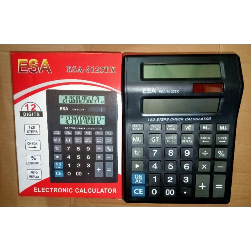 

Calculator Esa 8122, 2 Layar Kalkulator Hitung Kalkulator Check 12 Digit Ukuran Besar Free Baterai