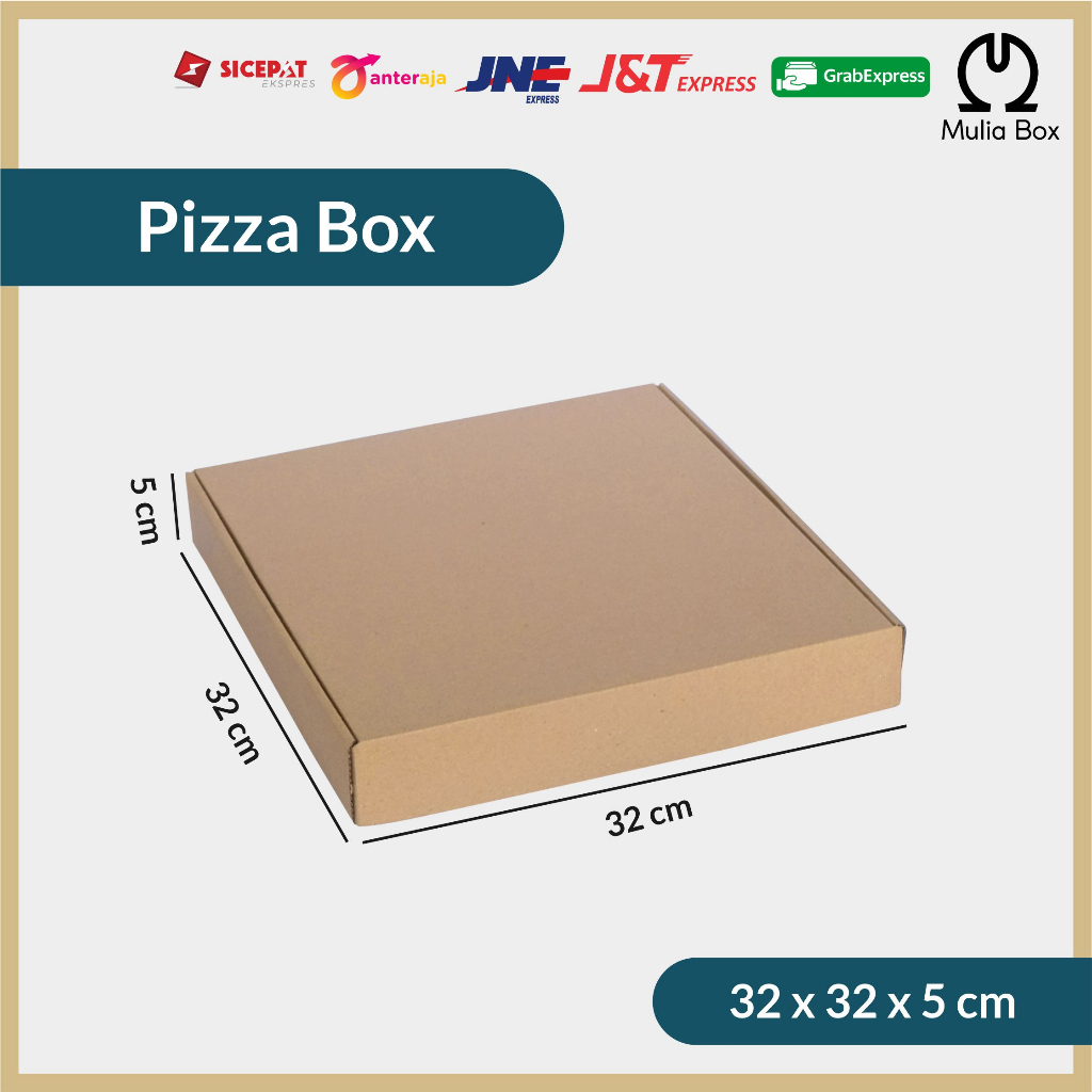 

Kardus Packing Pizza Box 32 x 32 x 5 cm Corrugated Die Cut Karton Besar Polos Baju Kaos