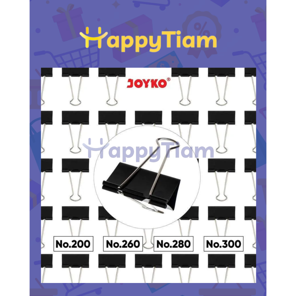 

BINDER CLIP JOYKO 200 260 280 300 BLACK ~ PENJEPIT KERTAS CLIPS KLIP UKURAN BESAR 1 PAK