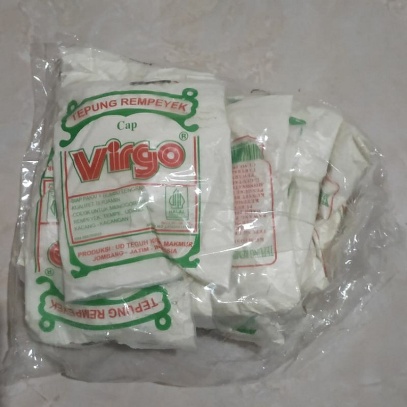 

tepung rempeyek VIRGO berat 1pcs 10 gr dapat 1pak isi 10pcs