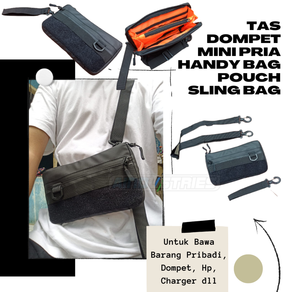 Tas dompet pria sling mini handy bag pouch wallet handphone hp dan uang anti air waterproof slempang