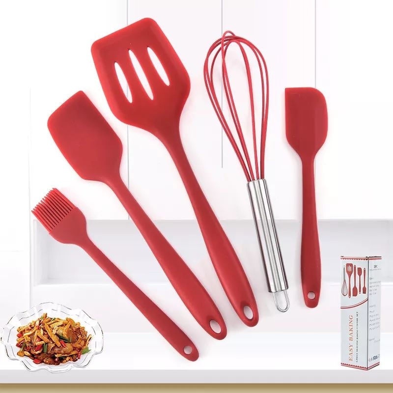 Spatula Set Alat Masak 5 In 1 silikon / Peralatan Masak Set