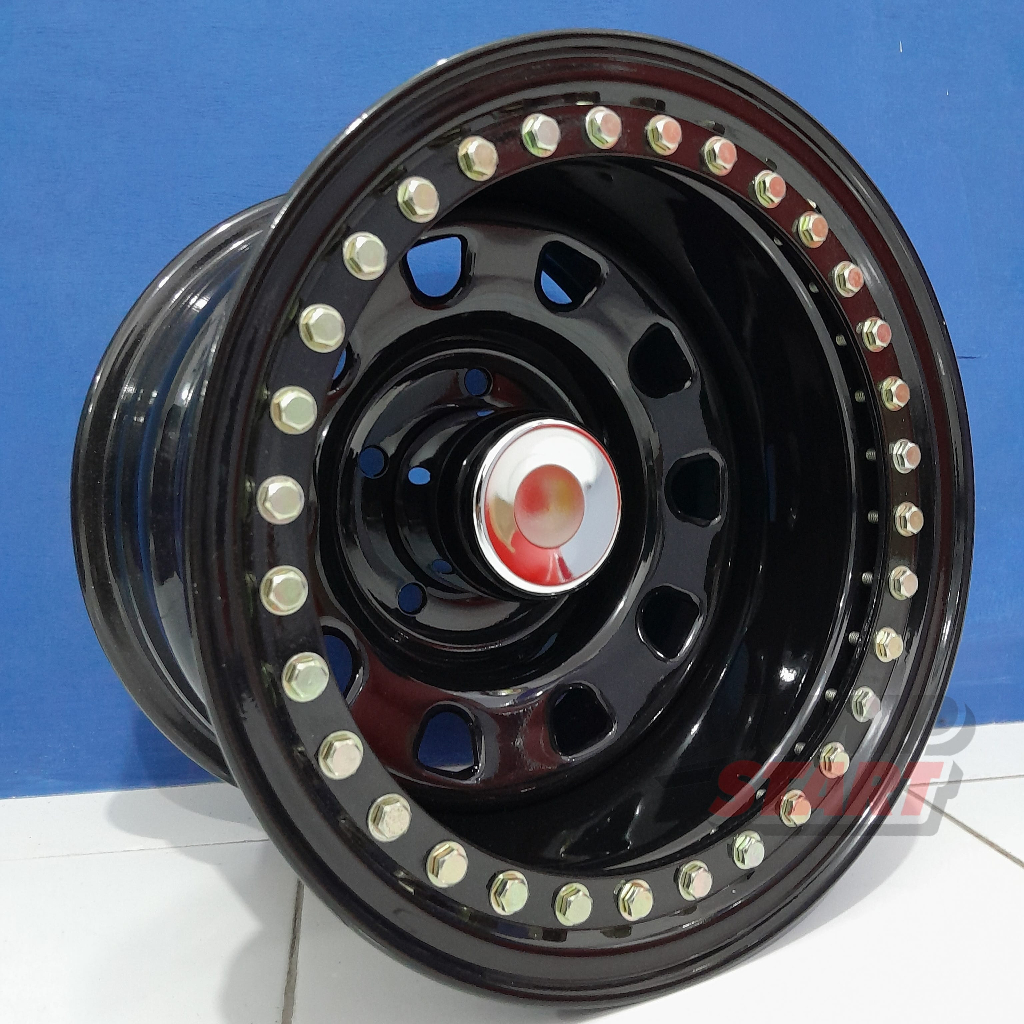Velg mobil celong lebar pelek 10 lubang baut pcd 5x139,7 Feroza Escudo Katana Hsr Beadlock ring15 et