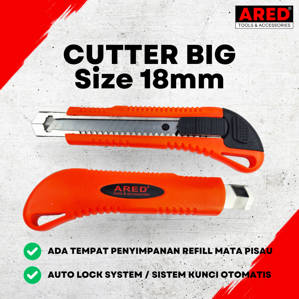 Cutter Besar 18mm Cutter ARED Pisau Potong Cutter Knife 18mm