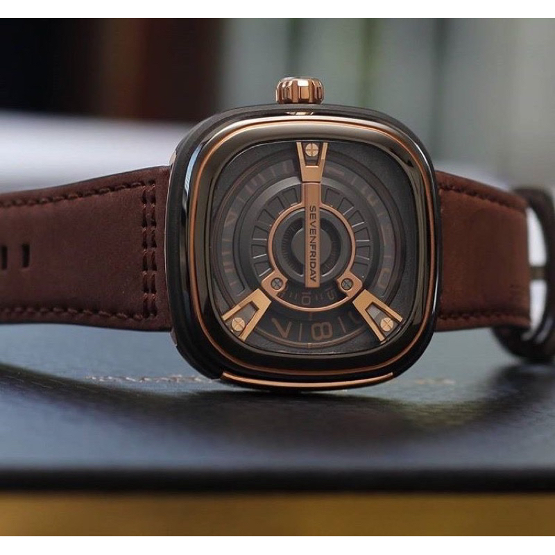 [ORIGINAL] Jam Tangan Pria Kasual Fashion Korea Seven-friday Kotak M2 Strap Kulit Analog
