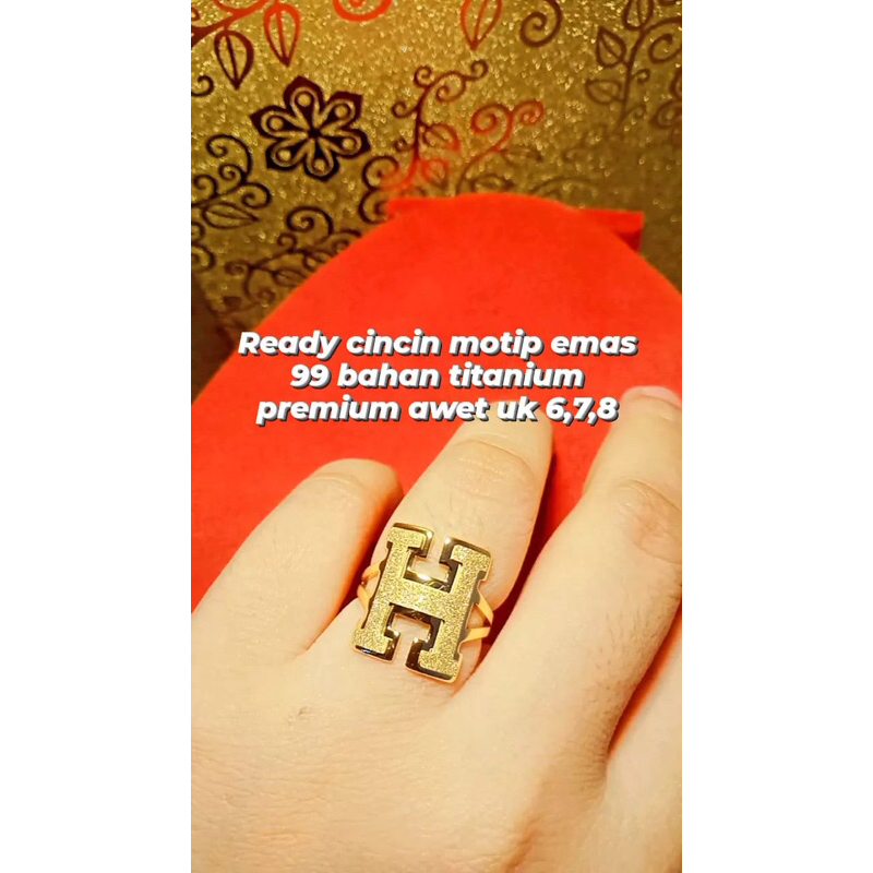 cincin motip emas 99 bahan titanium