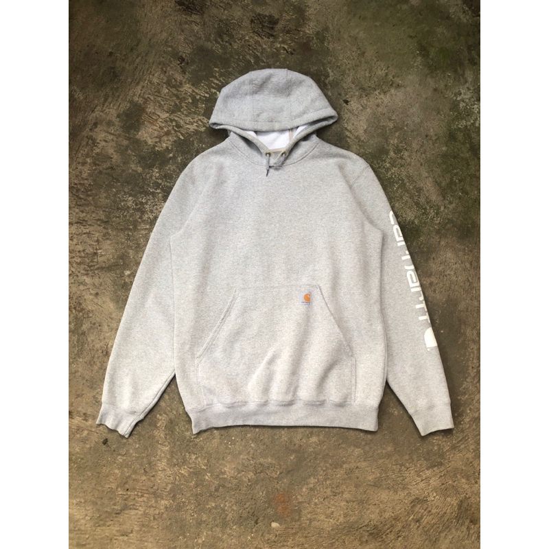 hoodie carhart spellout grey