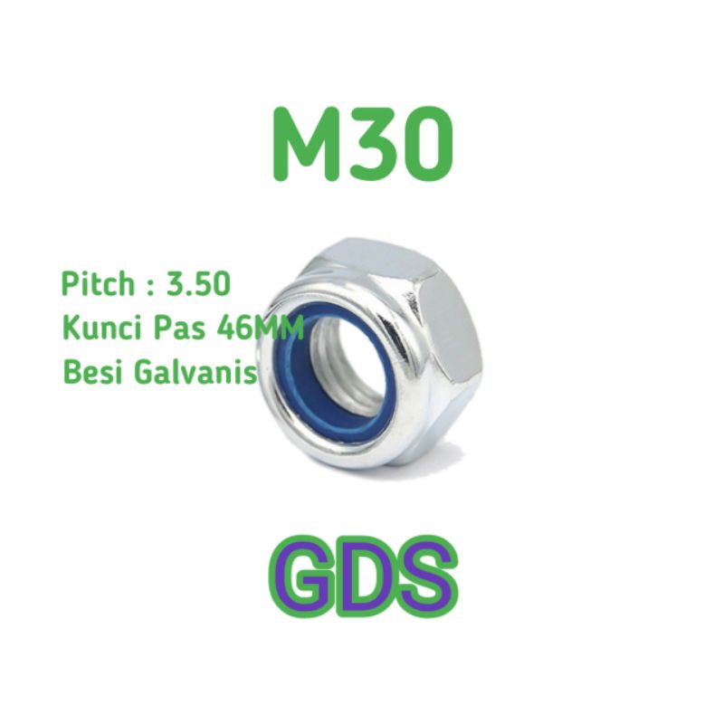 Mur Nylon Galvanis M30 / Lock Nut Galvanis M30