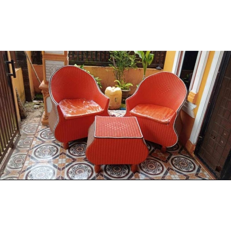 Sofa Teras Rotan orange