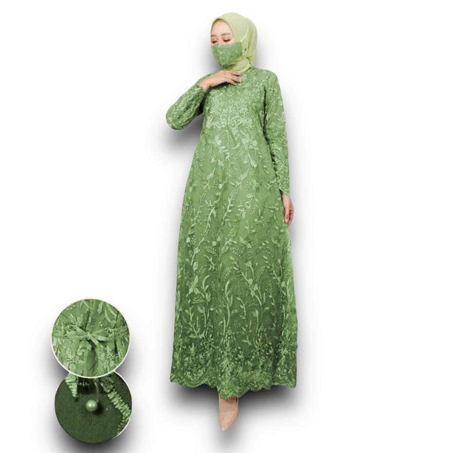GAMIS NAJWA BUSUI/ GAMIS BRUKAT TILE MUTIARA/ GAMIS FULL BRUKAT TILE/ GAMIS PESTA FASHION TERBARU / 