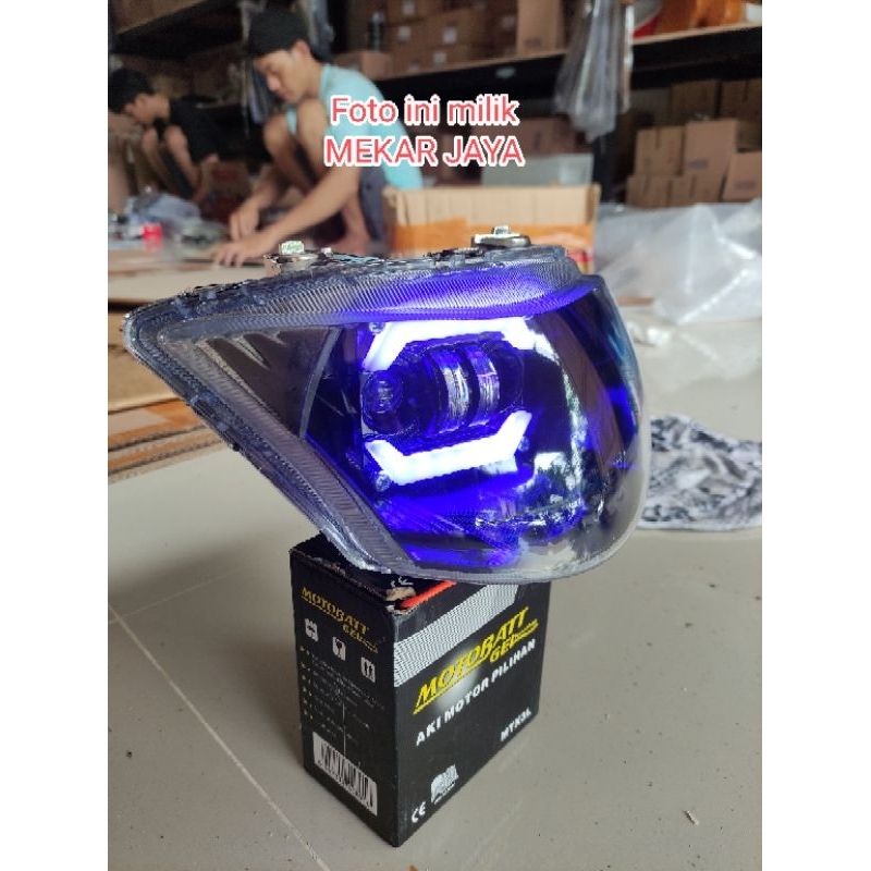 REFLEKTOR LAMPU DEPAN MIO J MIO GT LAMPU DAYMAKER MIO J MIO GT ALIS BIRU 2 MATA