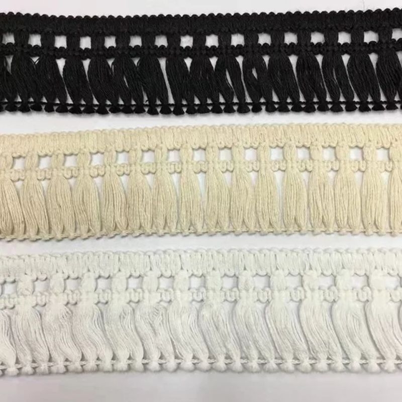 (harga per100cm) renda rumbai katun, renda rumbai dayak, renda rumbai