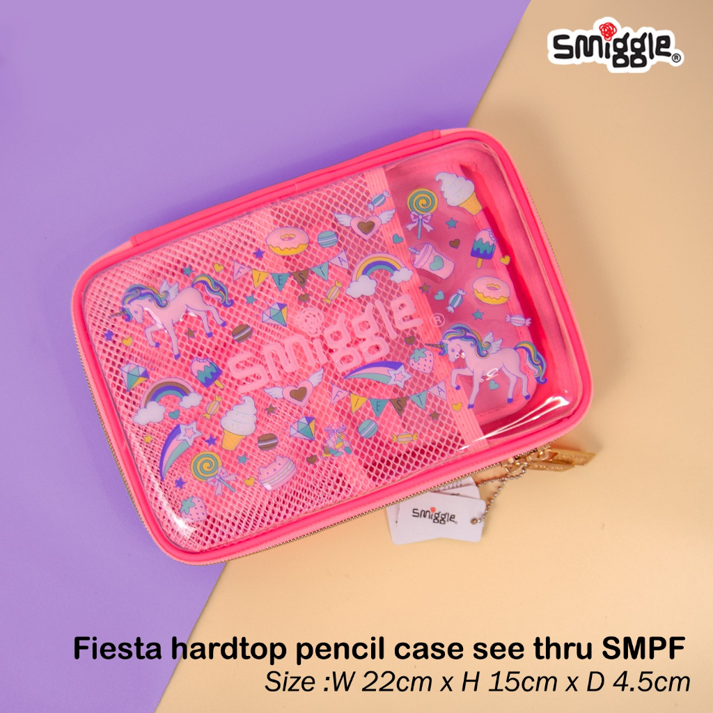 Smiggle Fiesta hardtop pencil case see thru SMPF