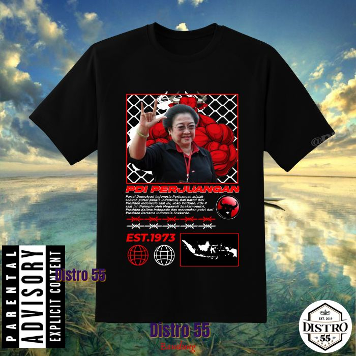 KAOS IBU MEGAWATI SUKARNO PUTRI BLACK BASIC TEE / ASIAN FIT  CUT /DISTRO 55 BANDUNG /  PDI PERJUANGA