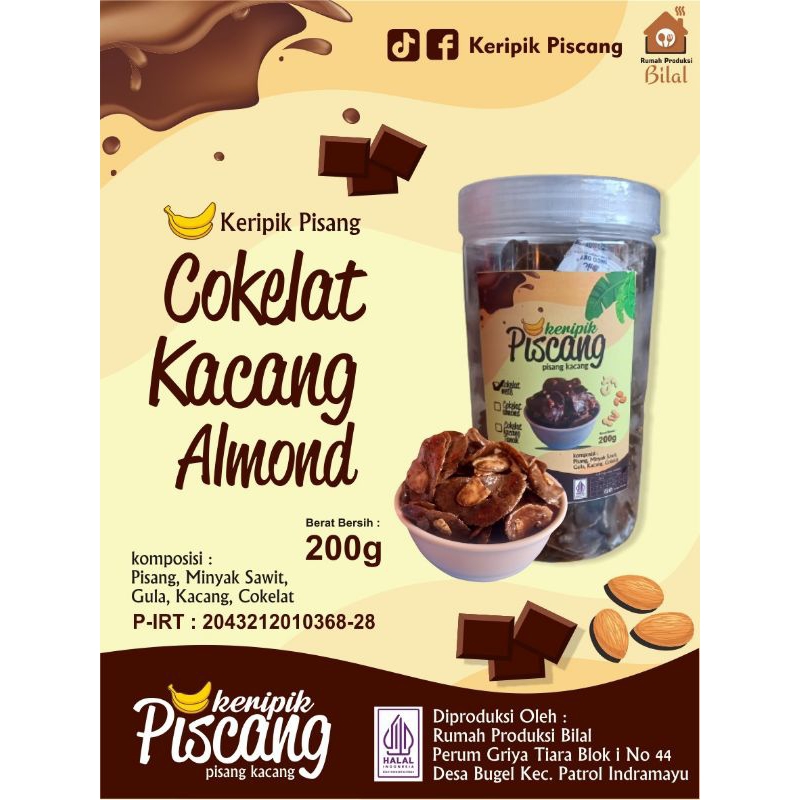 

keripik piscang cokelat almond