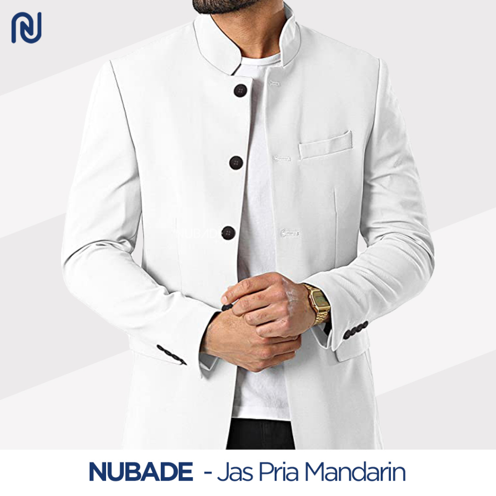 Nubade - Jasko Jas Mandarin Polos Pria Slim Fit Warna Hitam Putih